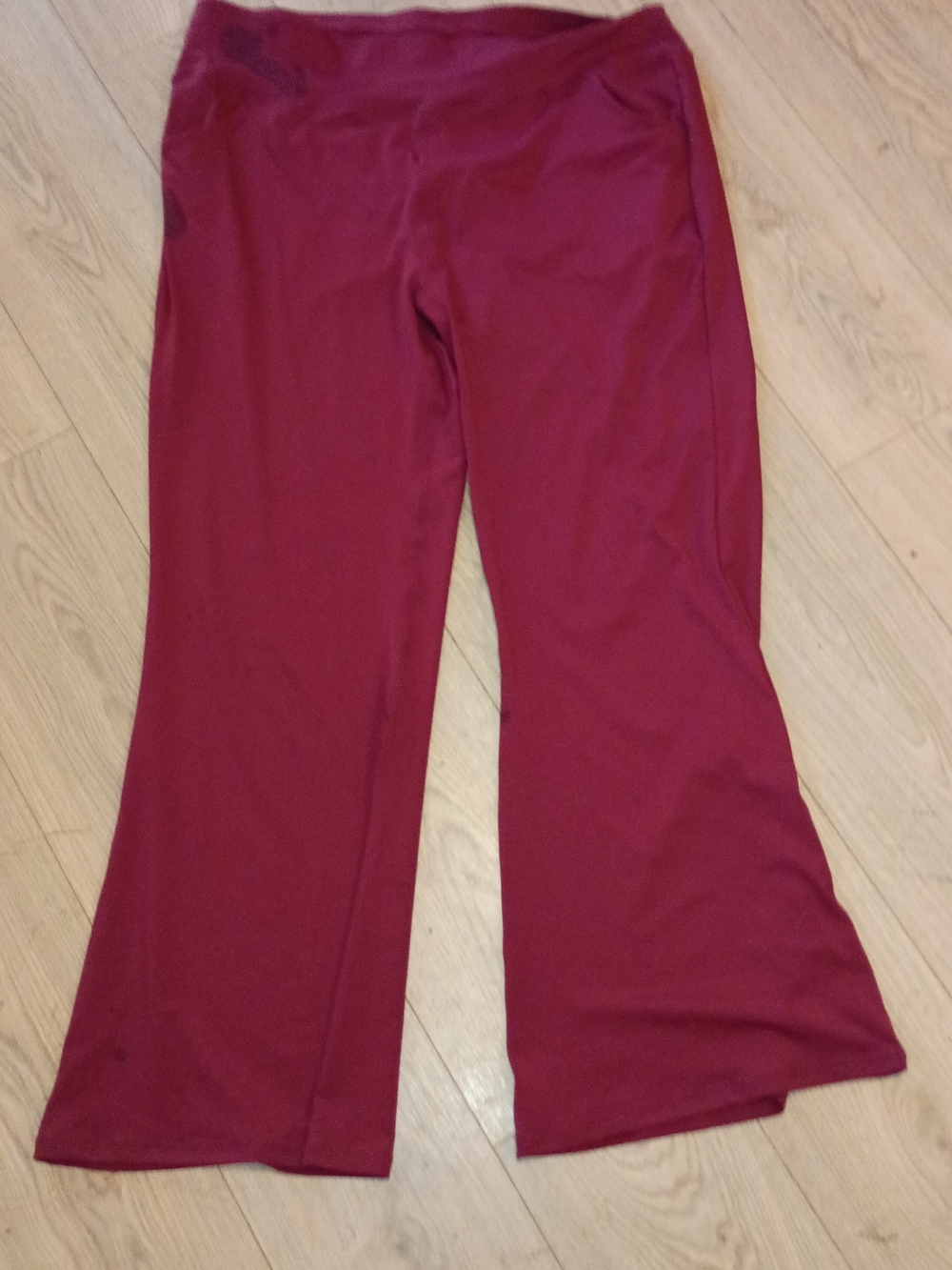 Women's 3x Burgundy Stretch Spandex Bootcut Pants. Side And Back Pockets